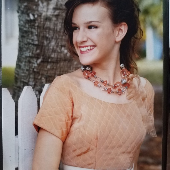 Vintage Quilted Peach Dress - Picture 4 of 8